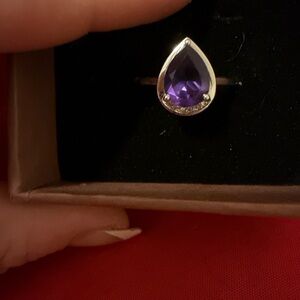 Elegant Purple Teardrop Ring